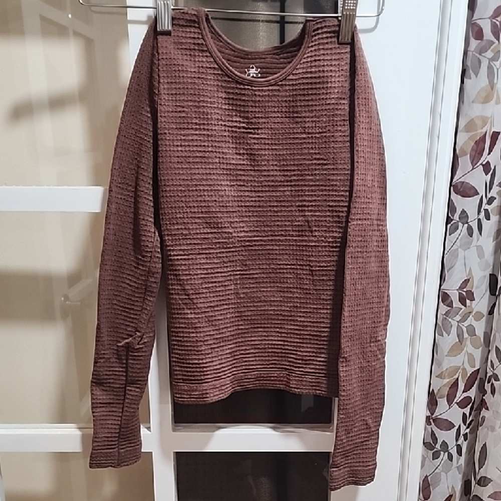 Nukii Brown Waffle Knit Top
